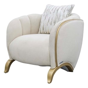 Scotts Square Chenille Matching Accent Chair - Cornsilk/Gold