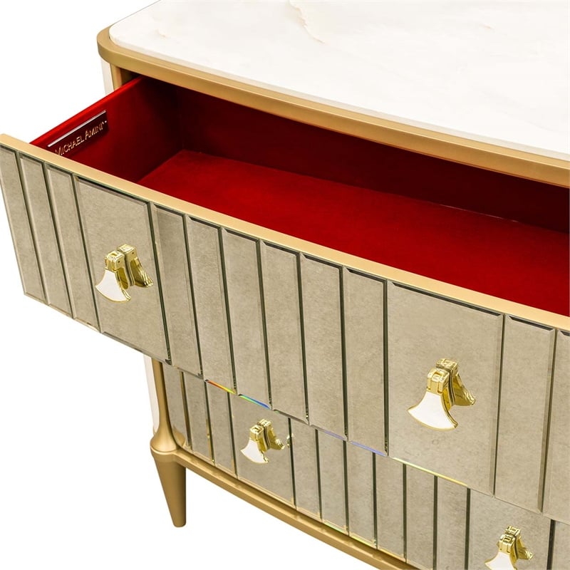 Scotts Square 6-Drawer Mirrored Dresser - Light Champagne