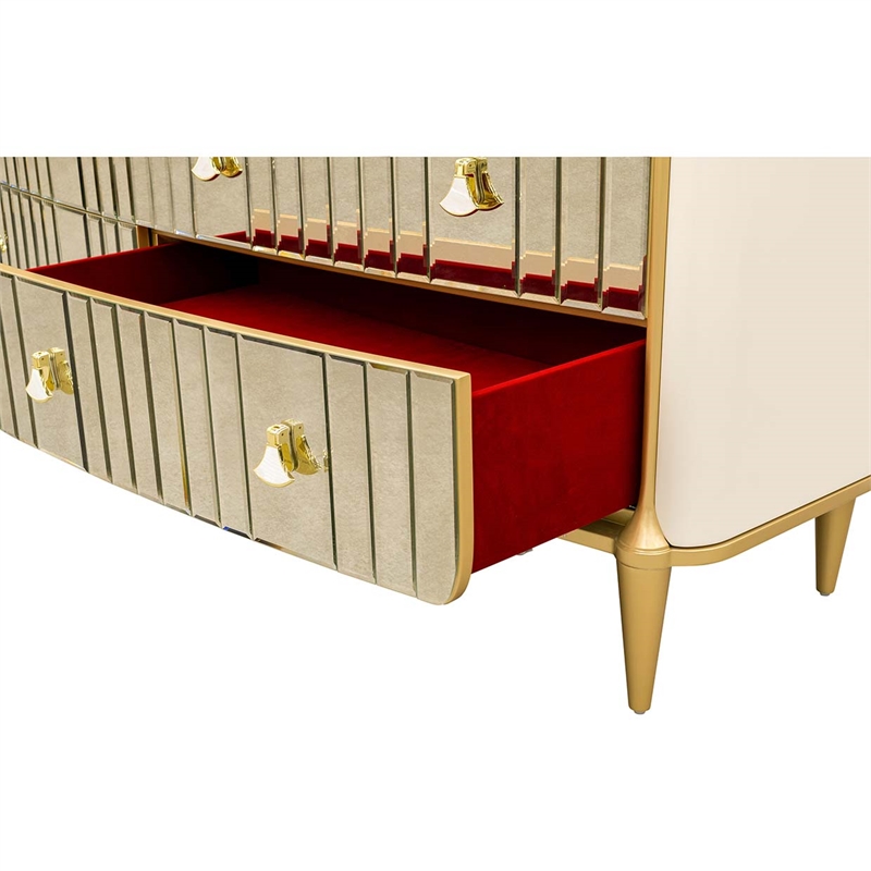 Scotts Square 6-Drawer Mirrored Dresser - Light Champagne