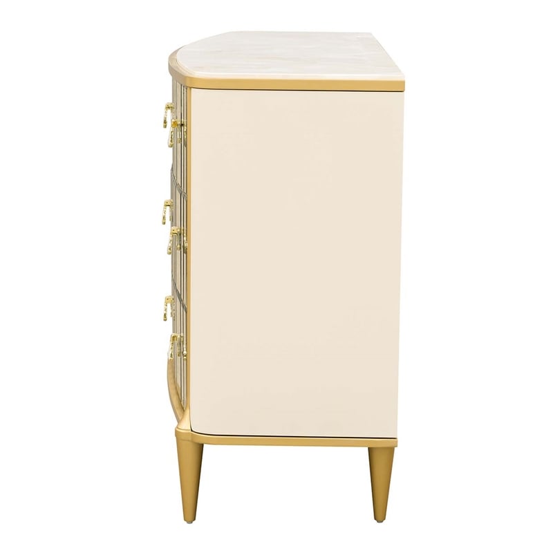 Scotts Square 6-Drawer Mirrored Dresser - Light Champagne