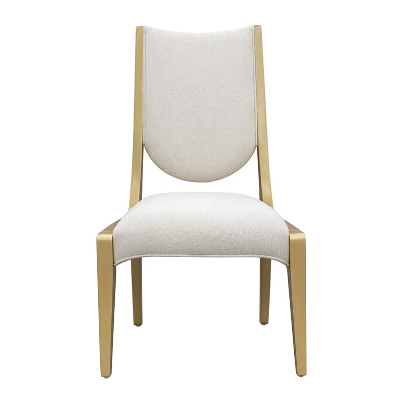 Scotts Square Chenille Dining Side Chair - Set of 2 - Cornsilk/Gold