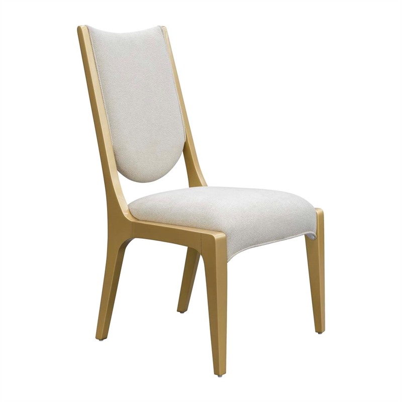 Scotts Square Chenille Dining Side Chair - Set of 2 - Cornsilk/Gold