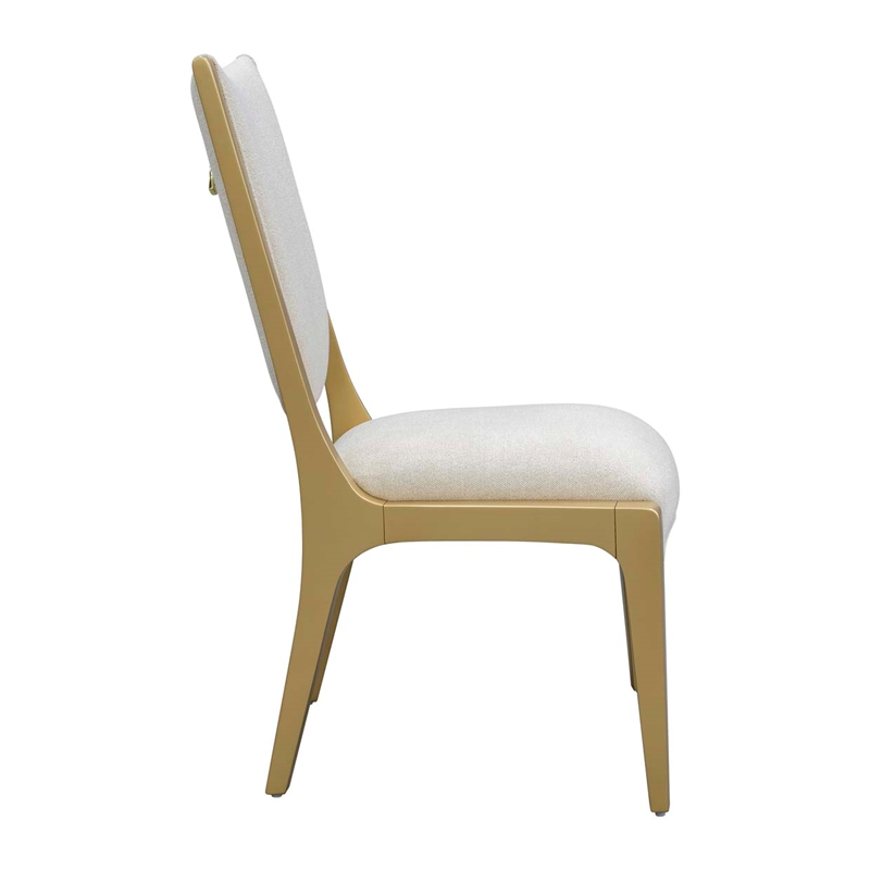 Scotts Square Chenille Dining Side Chair - Set of 2 - Cornsilk/Gold