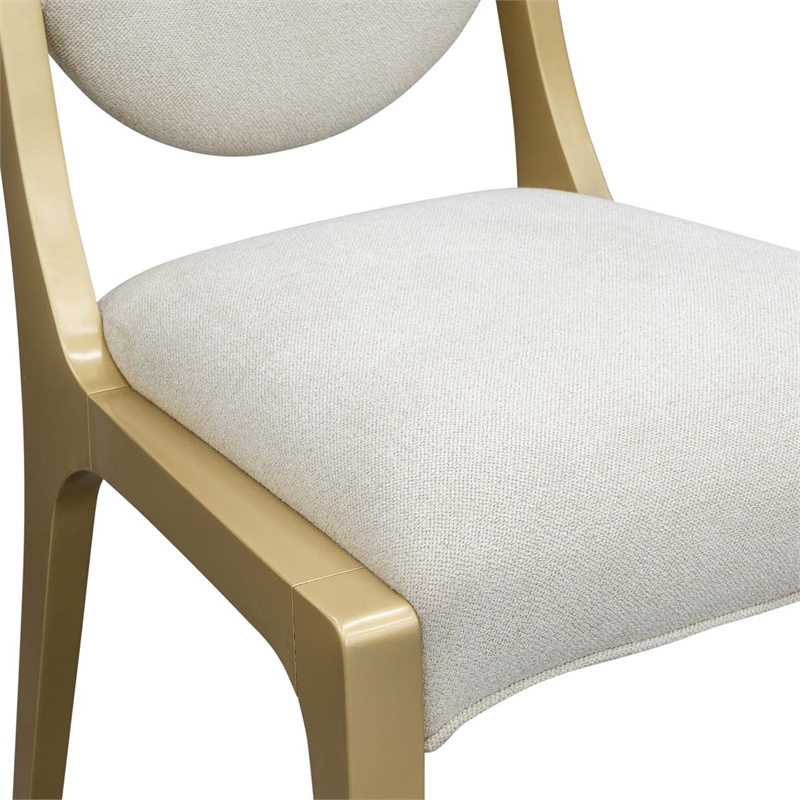 Scotts Square Chenille Dining Side Chair - Set of 2 - Cornsilk/Gold