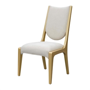 Scotts Square Chenille Dining Side Chair - Set of 2 - Cornsilk/Gold