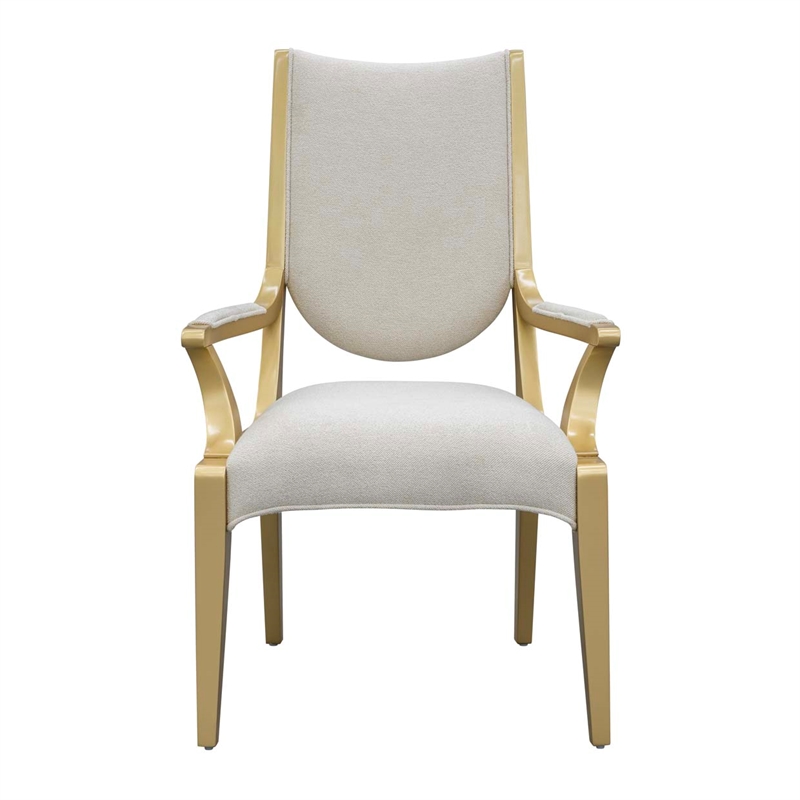 Scotts Square Chenille Dining Arm Chair - Cornsilk/Gold