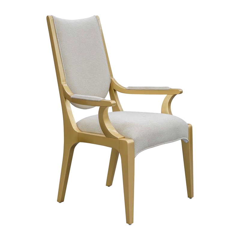 Scotts Square Chenille Dining Arm Chair - Cornsilk/Gold