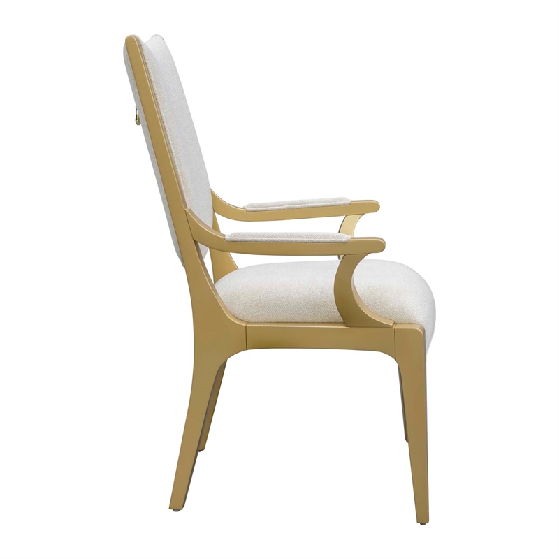 Scotts Square Chenille Dining Arm Chair - Cornsilk/Gold