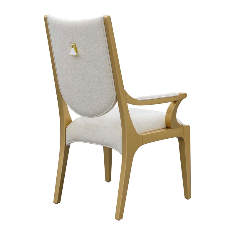 Scotts Square Chenille Dining Arm Chair - Cornsilk/Gold