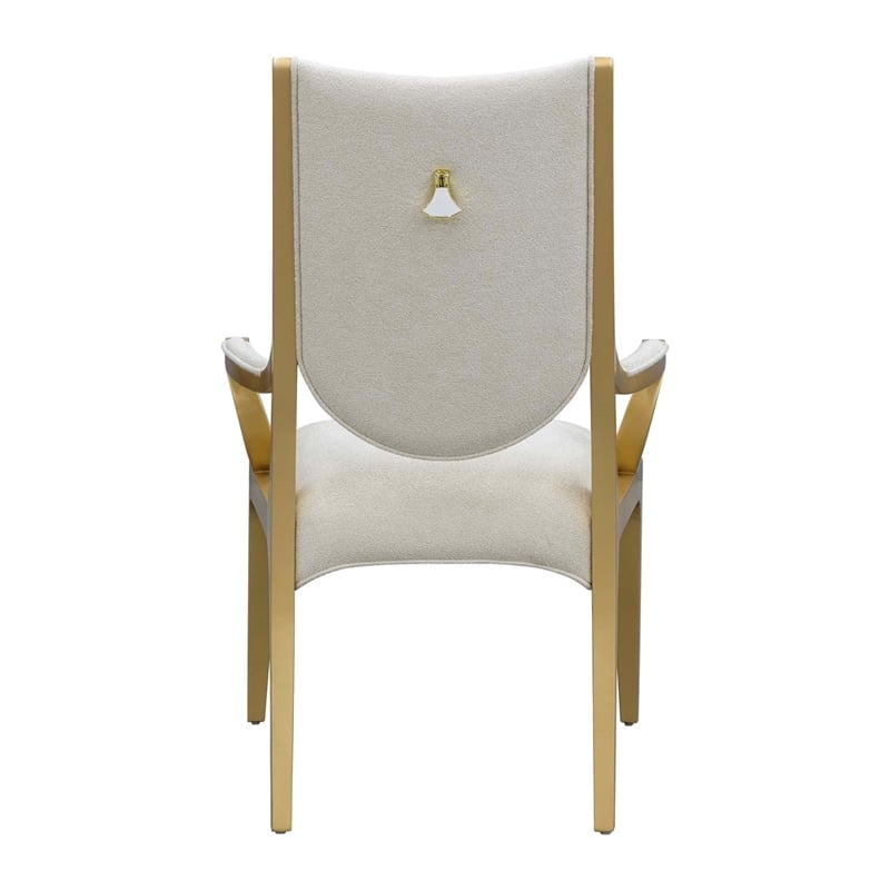 Scotts Square Chenille Dining Arm Chair - Cornsilk/Gold