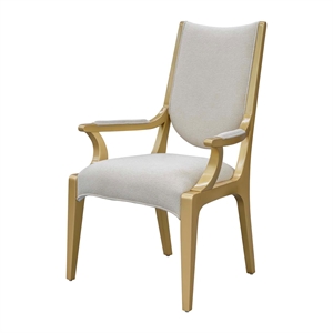 Scotts Square Chenille Dining Arm Chair - Cornsilk/Gold