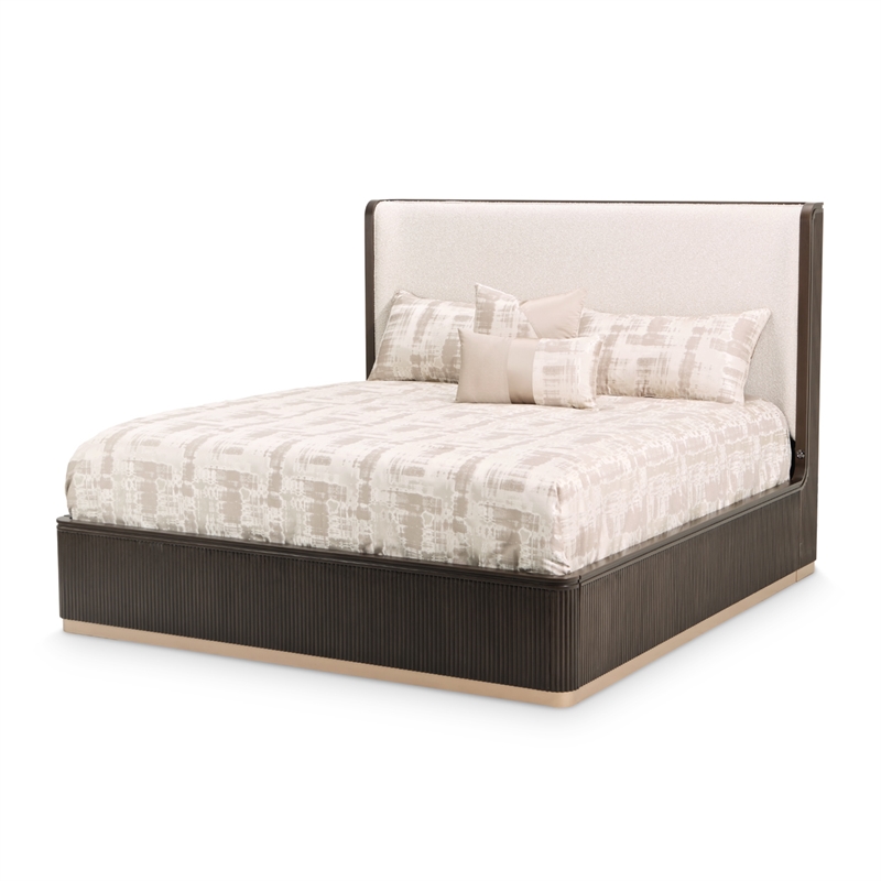 West Kensington Queen Bed - Buff/Medium Espresso