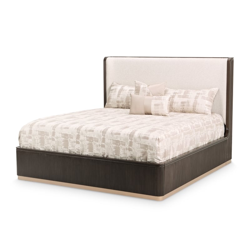 West Kensington Cal. King Bed - Buff/Medium Espresso