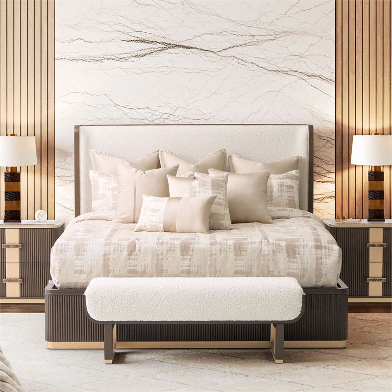 West Kensington Eastern King Bed - Buff/Medium Espresso