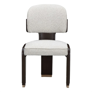 West Kensington Boucle Dining Side Chair - Set of 2 - Buff/Medium Espresso