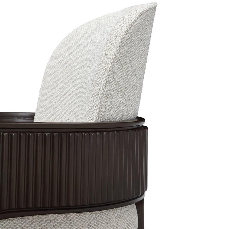 West Kensington Boucle Dining Arm Chair - Buff/Medium Espresso