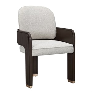 West Kensington Boucle Dining Arm Chair - Buff/Medium Espresso