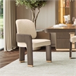 West Kensington Boucle Dining Arm Chair - Buff/Medium Espresso
