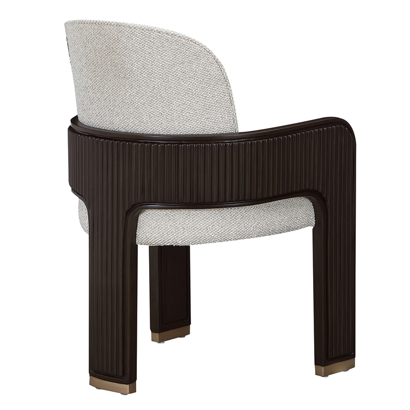 West Kensington Boucle Dining Arm Chair - Buff/Medium Espresso