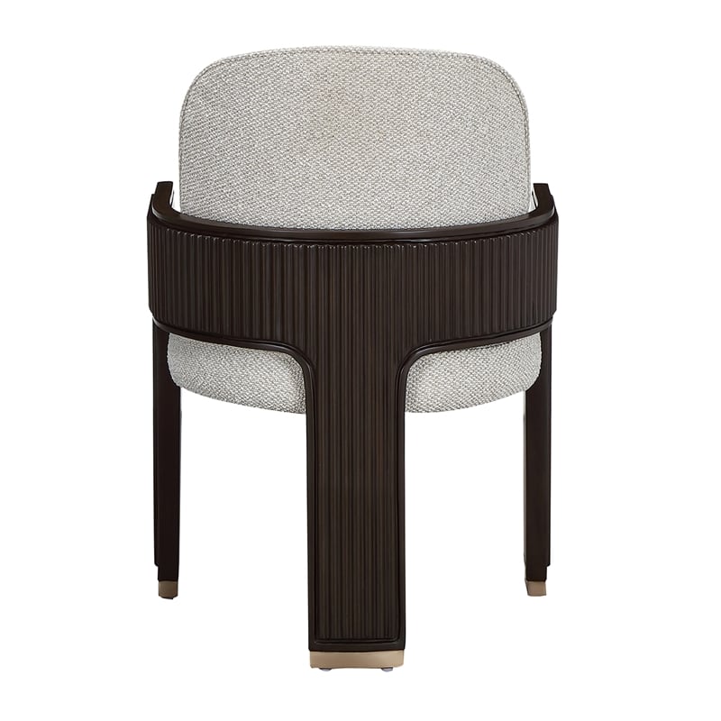 West Kensington Boucle Dining Arm Chair - Buff/Medium Espresso