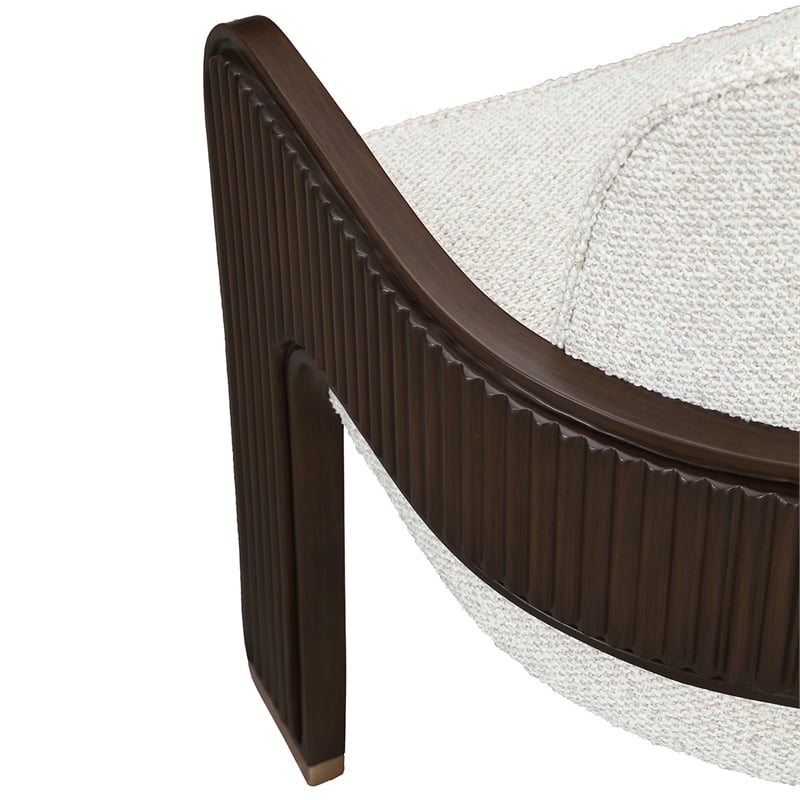 West Kensington Boucle Dining Arm Chair - Buff/Medium Espresso