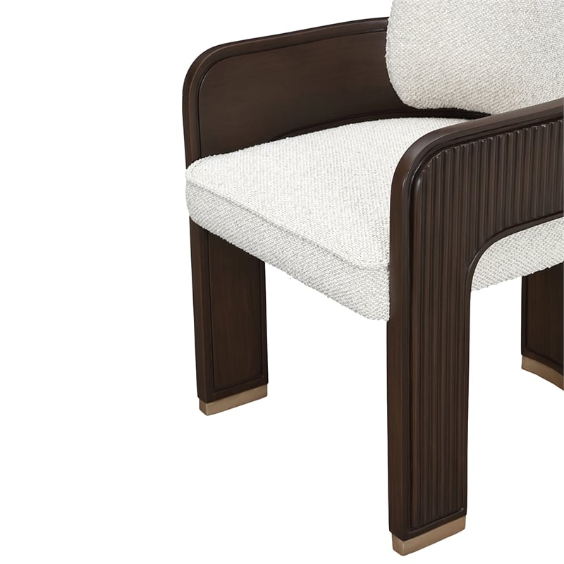 West Kensington Boucle Dining Arm Chair - Buff/Medium Espresso