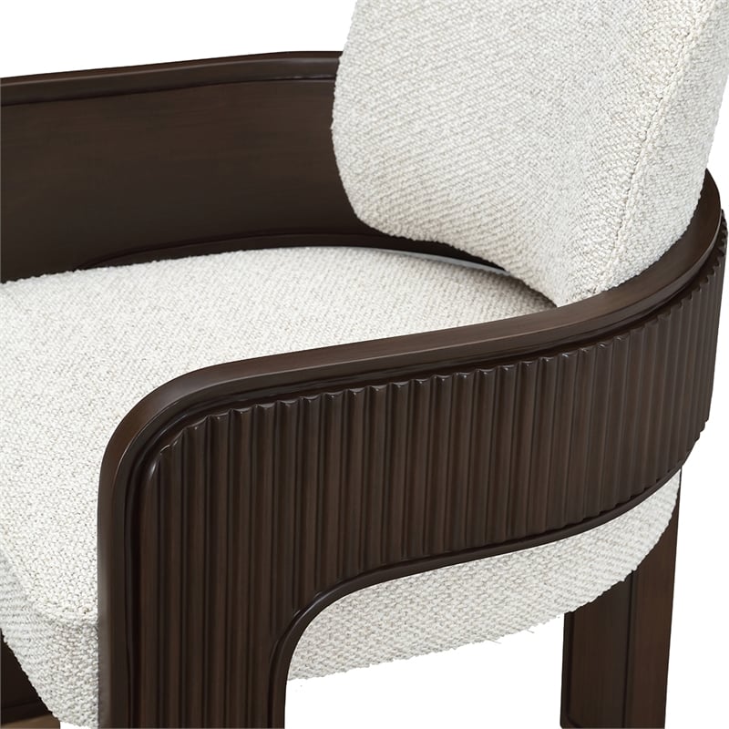 West Kensington Boucle Dining Arm Chair - Buff/Medium Espresso