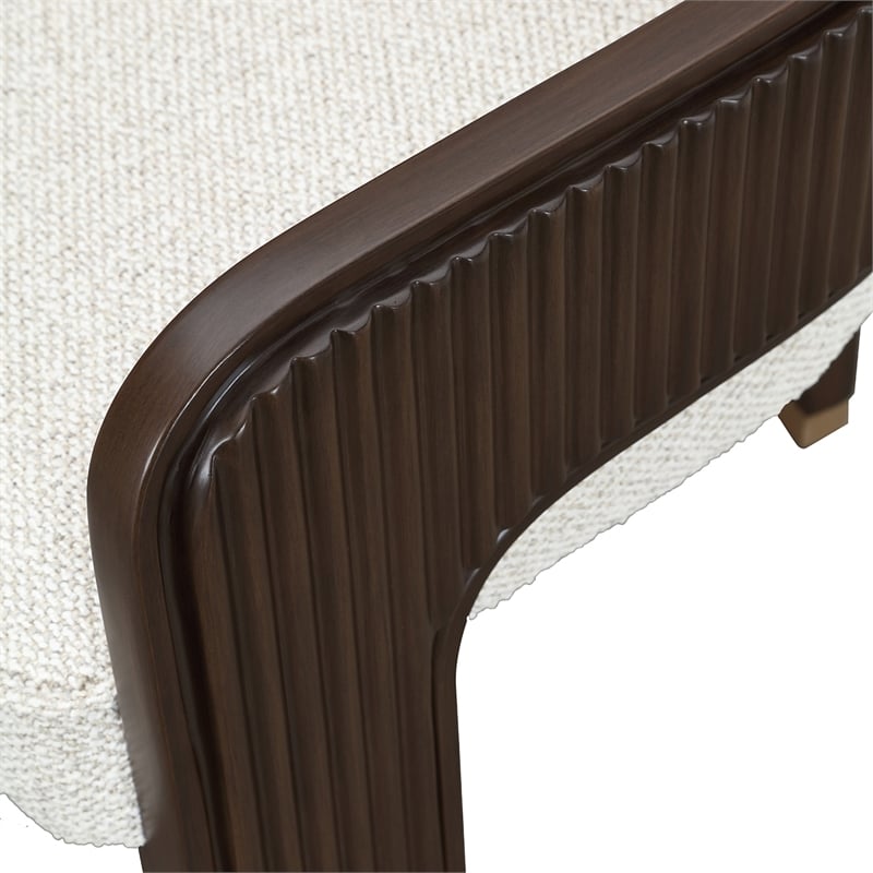 West Kensington Boucle Dining Arm Chair - Buff/Medium Espresso