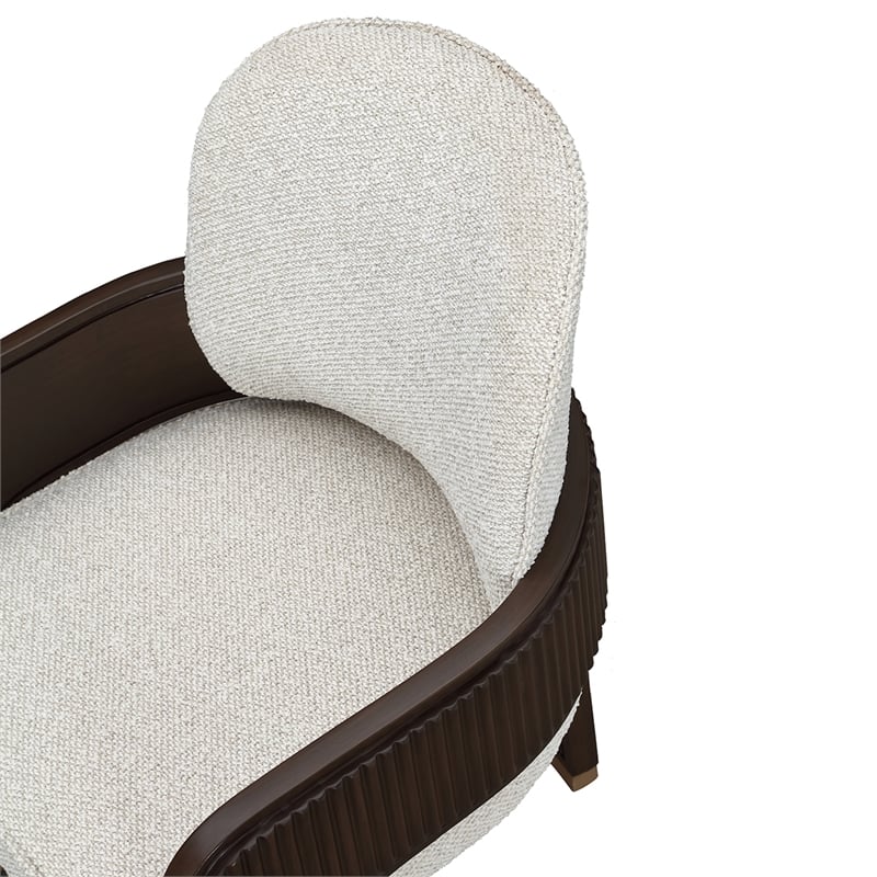 West Kensington Boucle Dining Arm Chair - Buff/Medium Espresso