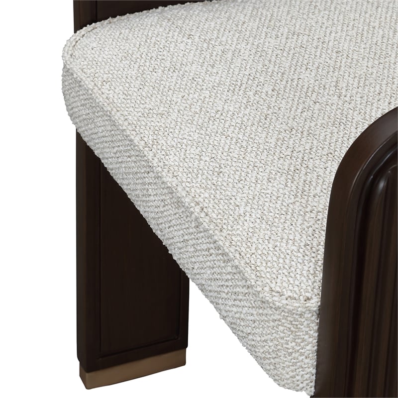 West Kensington Boucle Dining Arm Chair - Buff/Medium Espresso
