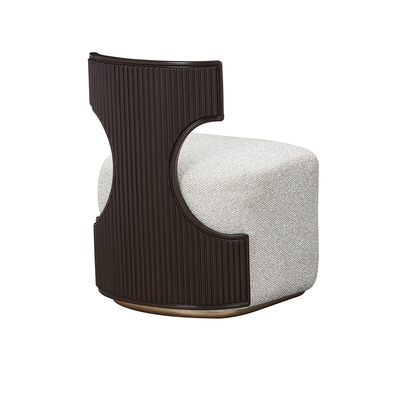 West Kensington Boucle Vanity Chair - Buff/Medium Espresso