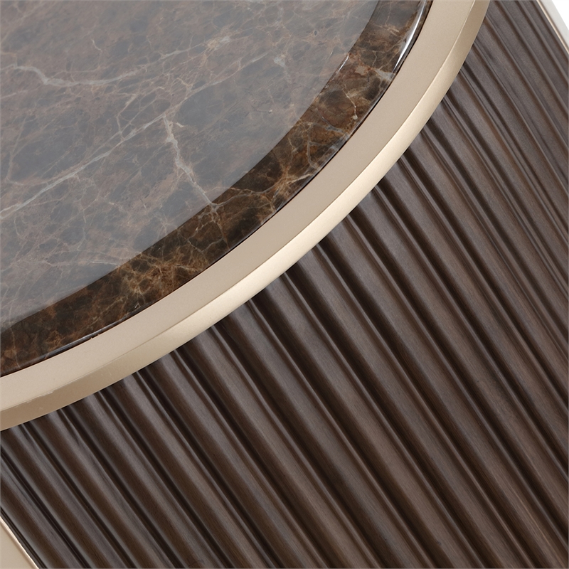 West Kensington Reeded Round Chairside Table - Medium Espresso