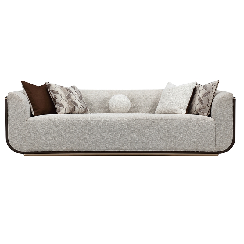 West Kensington Boucle Sofa - Buff/Medium Espresso