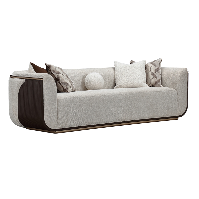West Kensington Boucle Sofa - Buff/Medium Espresso