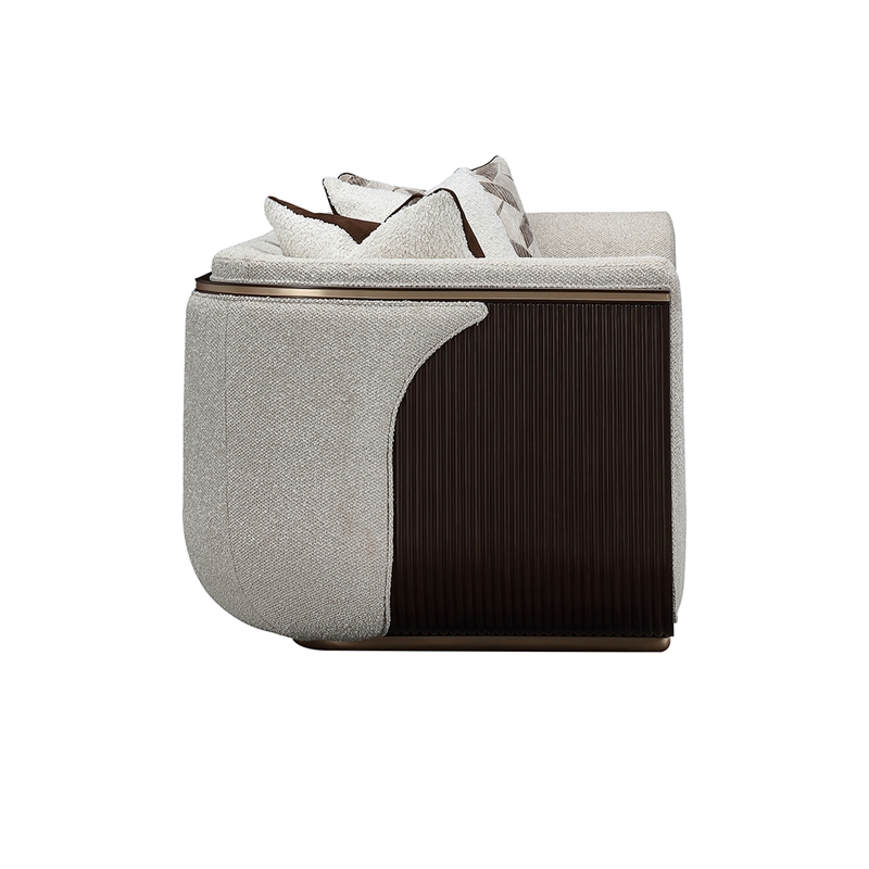 West Kensington Boucle Sofa - Buff/Medium Espresso