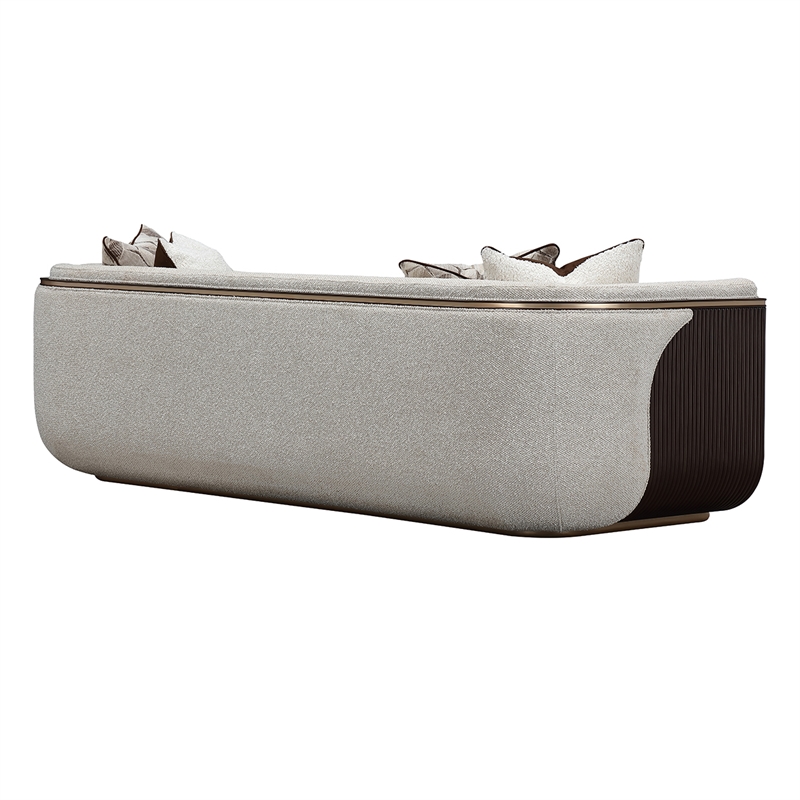 West Kensington Boucle Sofa - Buff/Medium Espresso