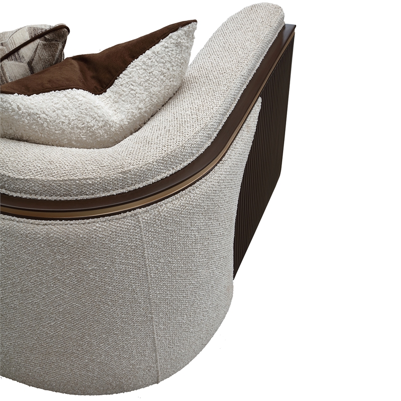 West Kensington Boucle Sofa - Buff/Medium Espresso