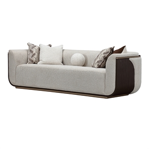 West Kensington Boucle Sofa - Buff/Medium Espresso