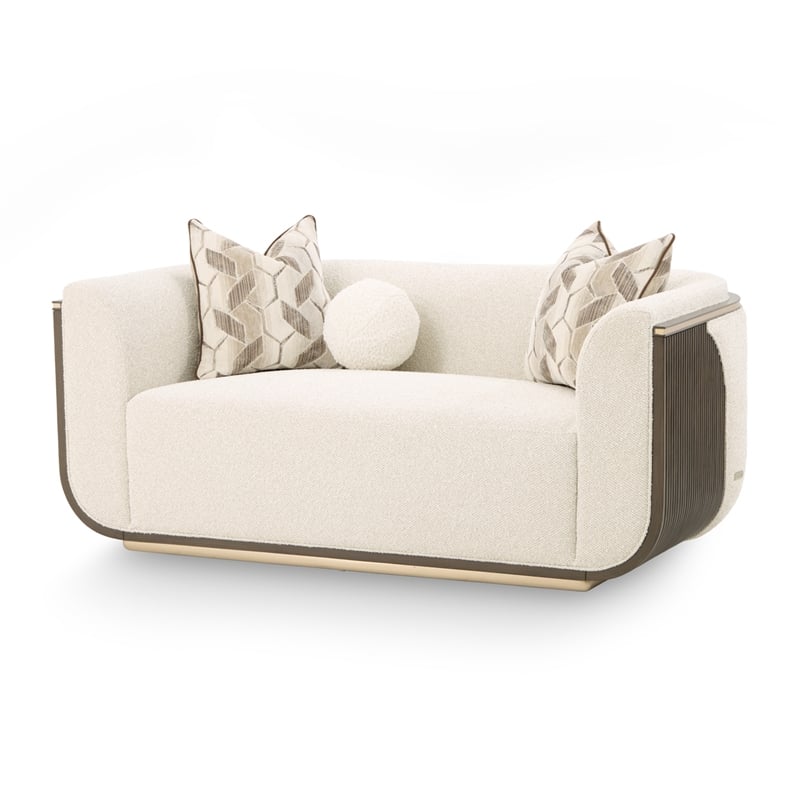 West Kensington Boucle Loveseat - Buff/Medium Espresso