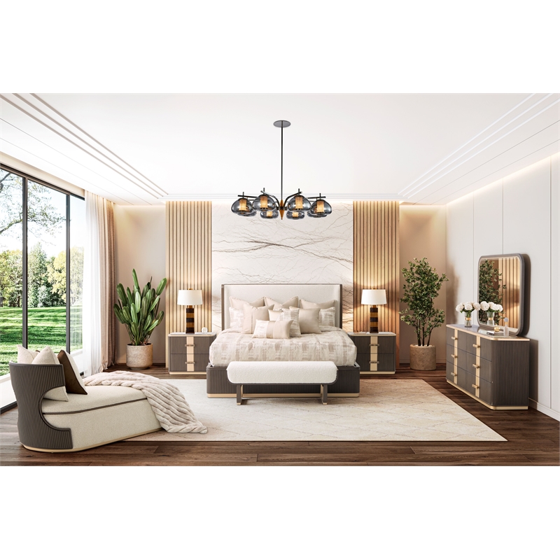 West Kensington Accent Bench - Cream Puff/Medium Espresso