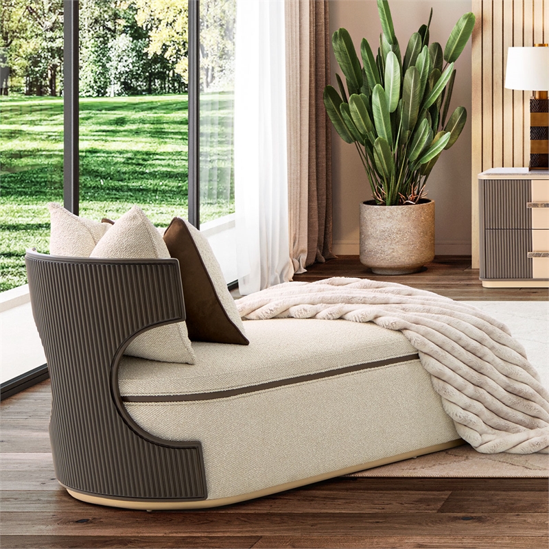 West Kensington Boucle Chaise - Buff/Medium Espresso