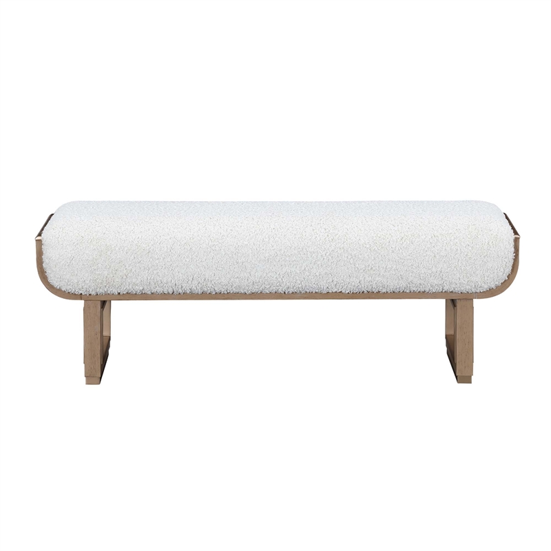 West Kensington Sherpa Accent Bench - Cream Puff/Sea Salt Caramel