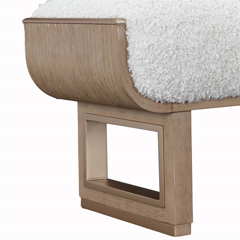 West Kensington Sherpa Accent Bench - Cream Puff/Sea Salt Caramel