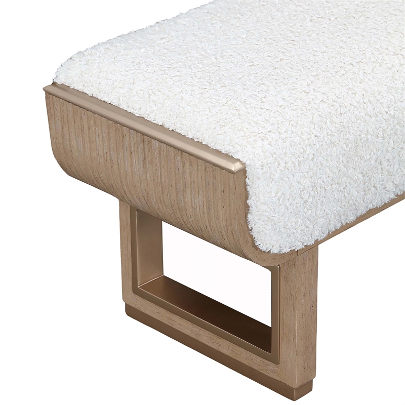 West Kensington Sherpa Accent Bench - Cream Puff/Sea Salt Caramel