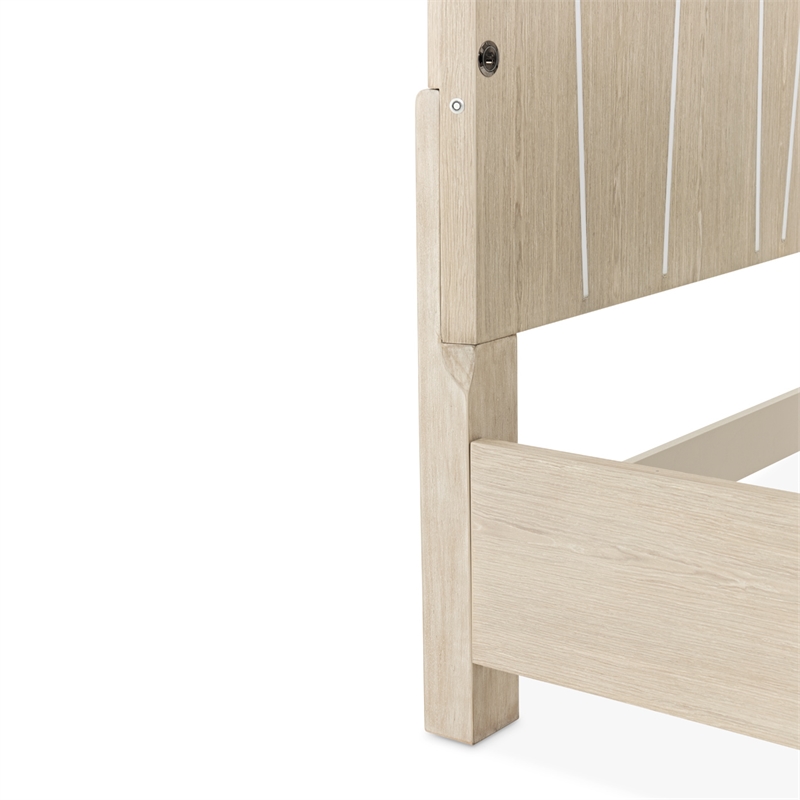 Lotus Bay King Panel Bed with LED Lights - Sand