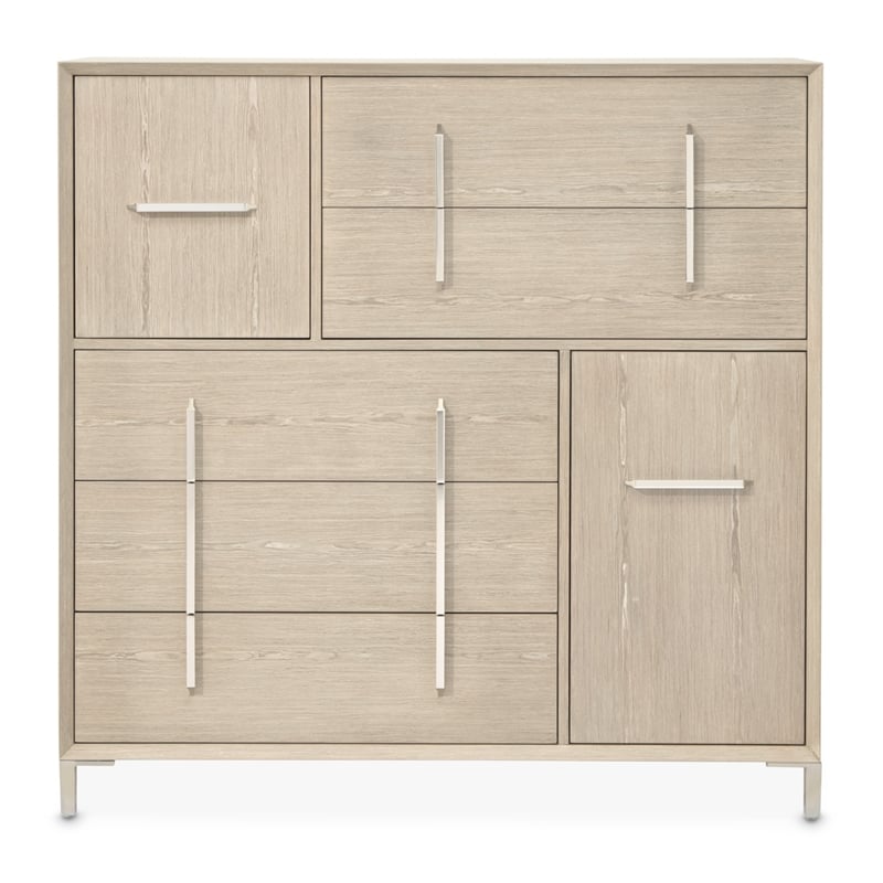 Lotus Bay Five-Drawer Chest with Dual Cabinets - Sand