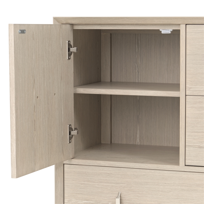 Lotus Bay Five-Drawer Chest with Dual Cabinets - Sand