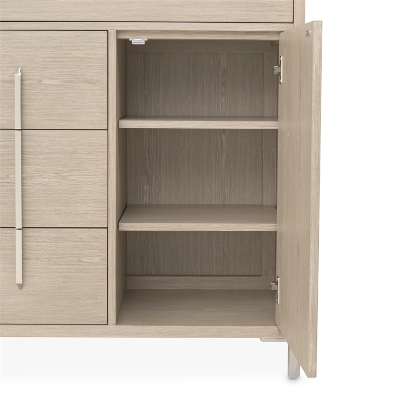Lotus Bay Five-Drawer Chest with Dual Cabinets - Sand