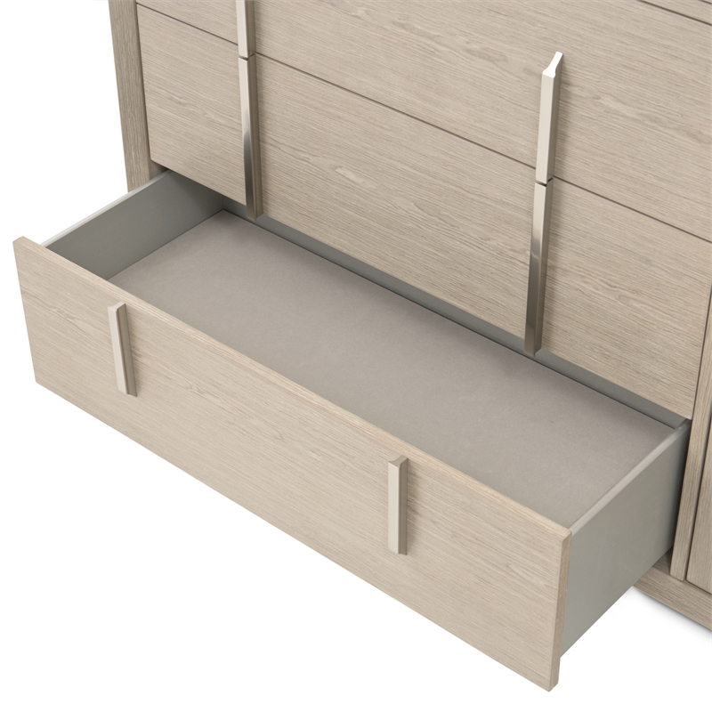 Lotus Bay Five-Drawer Chest with Dual Cabinets - Sand