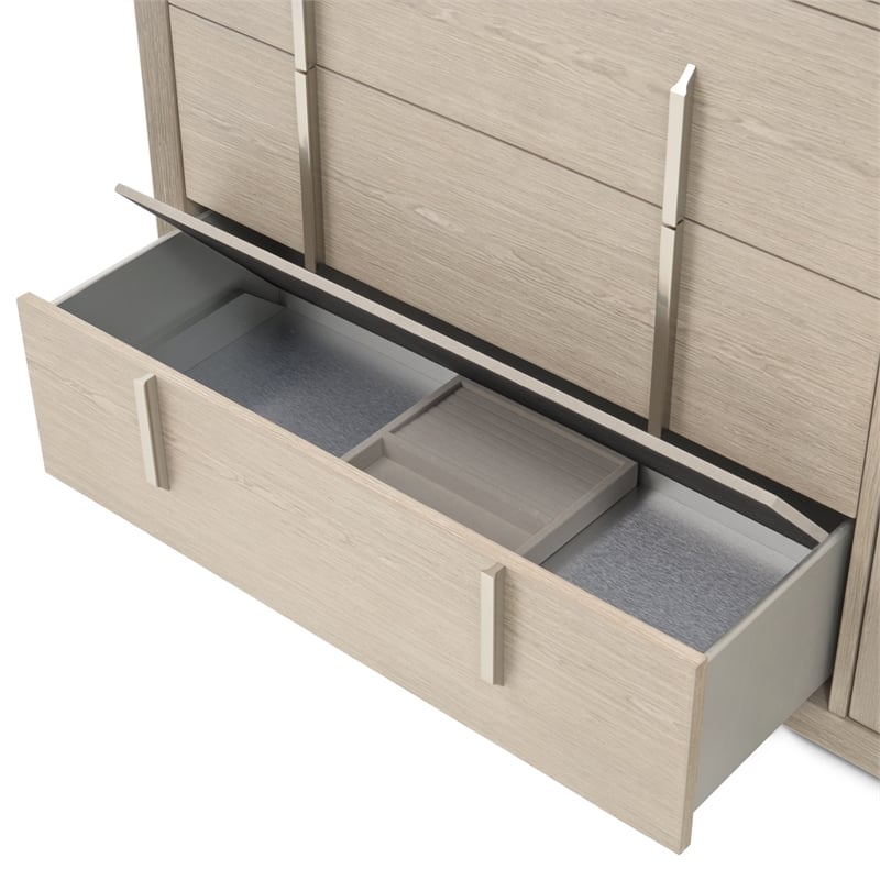 Lotus Bay Five-Drawer Chest with Dual Cabinets - Sand